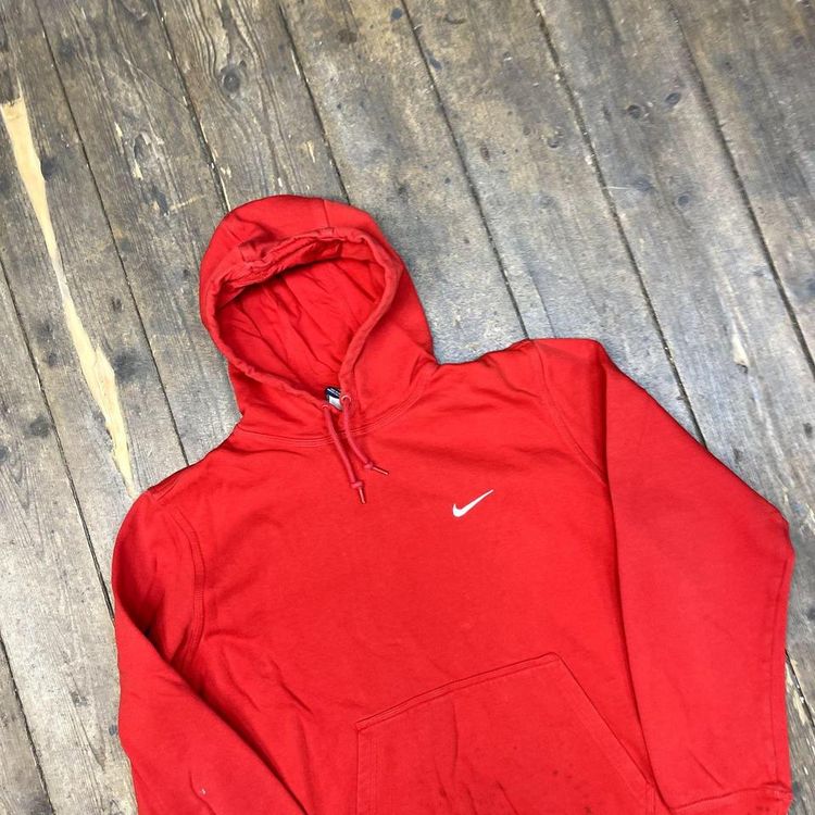 Nike Hoodie Vintage Y2K Small Swoosh Pull Over Sports Sweatshirt, Red, Mens XL 3