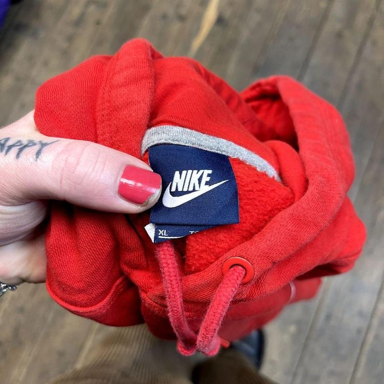 Nike Hoodie Vintage Y2K Small Swoosh Pull Over Sports Sweatshirt, Red, Mens XL 7