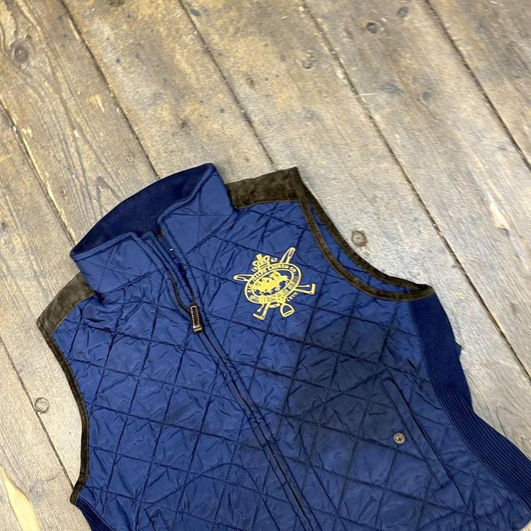 Ralph Lauren Polo Puffer Vest Quilted Crest Logo Jacket, Navy, Womens Medium image 4