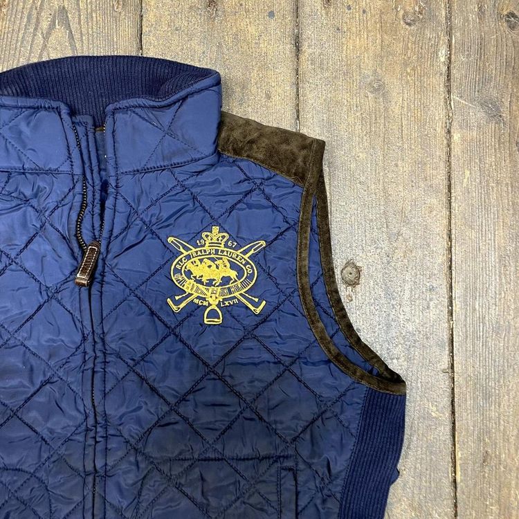 Ralph Lauren Polo Puffer Vest Quilted Crest Logo Jacket, Navy, Womens Medium image 3