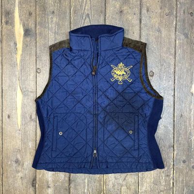 Ralph Lauren Polo Puffer Vest Quilted Crest Logo Jacket, Navy, Womens Medium