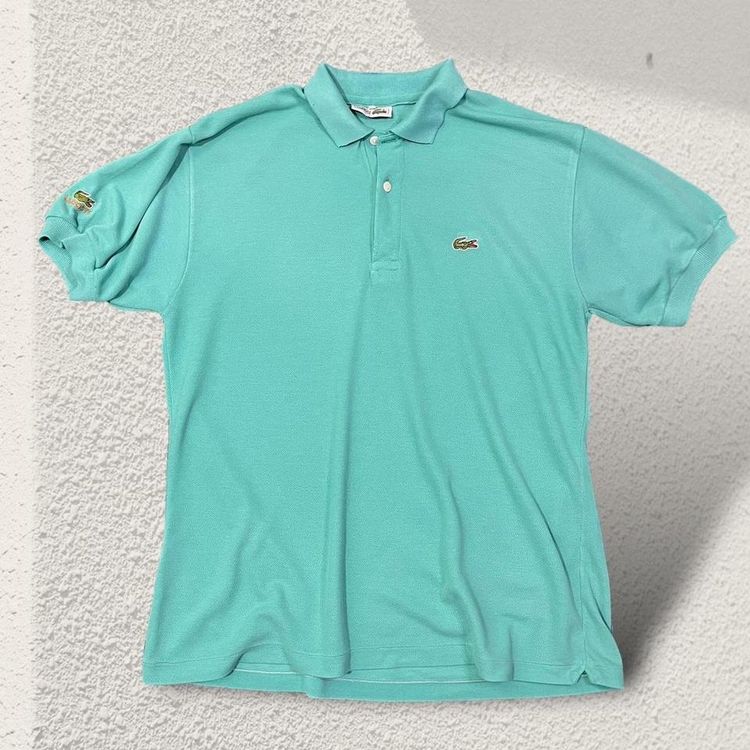 Chemise Lacoste turquoise polo shirt | made in France | embroidered crocodiles image 1