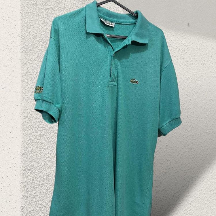Immagine di Chemise Lacoste turquoise polo shirt | made in France | embroidered crocodiles 7