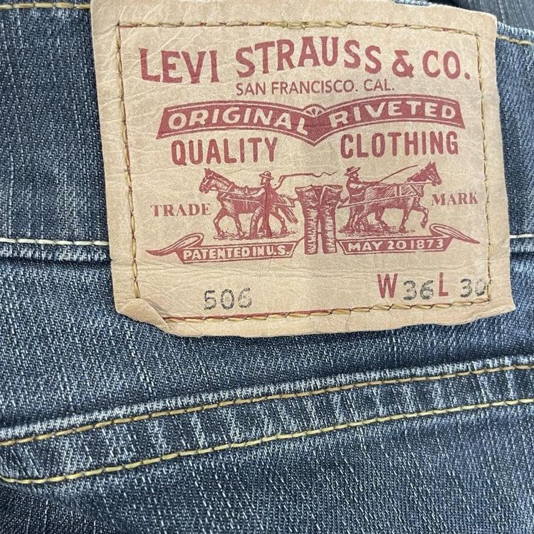 Levi's 506 Jeans Standard Fit Blue Size W36 L30 Mens Straight Denim Button Fly. imagen 8