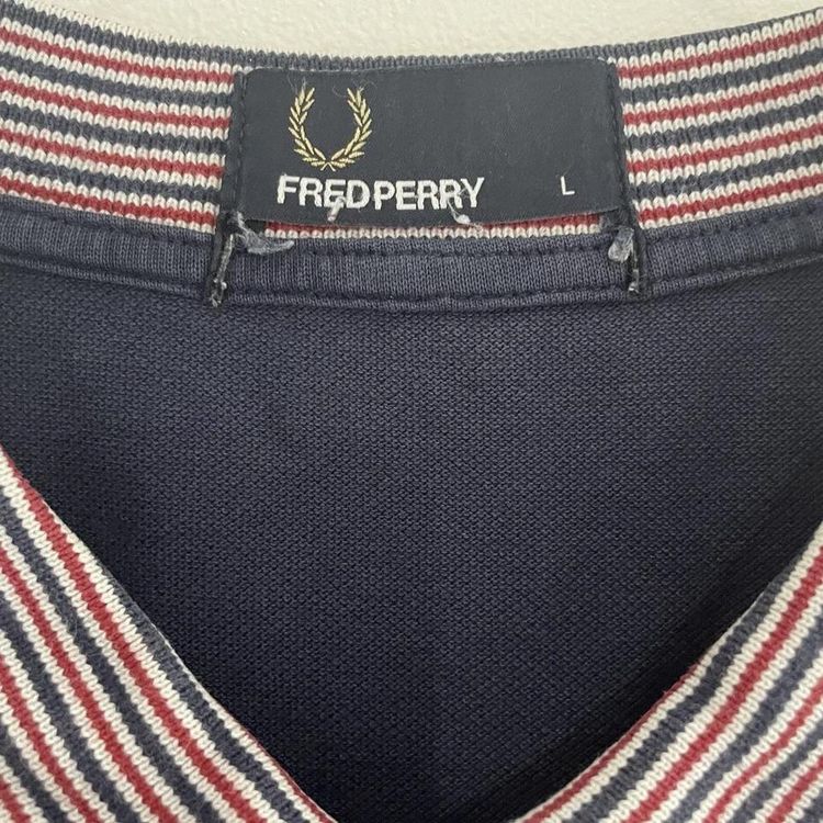 Fred Perry Mens Navy Blue & Red Polo Shirt Short Sleeve Embroidered Logo Large image 5