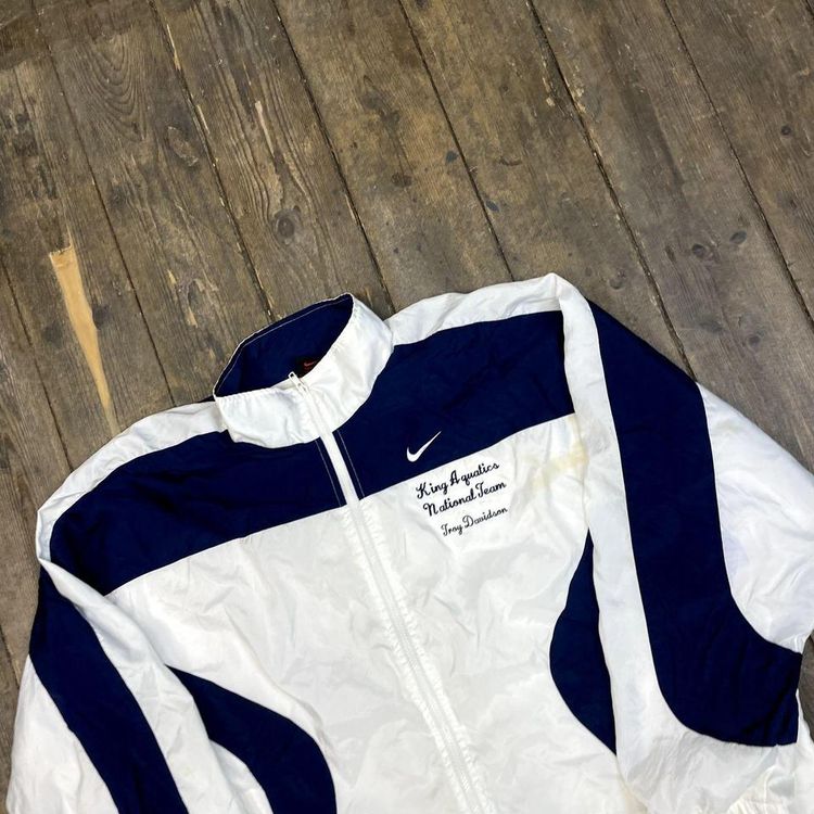 Nike Track Jacket 90s Swoosh Vintage Full-Zip Windbreaker, White Mens XL image 3