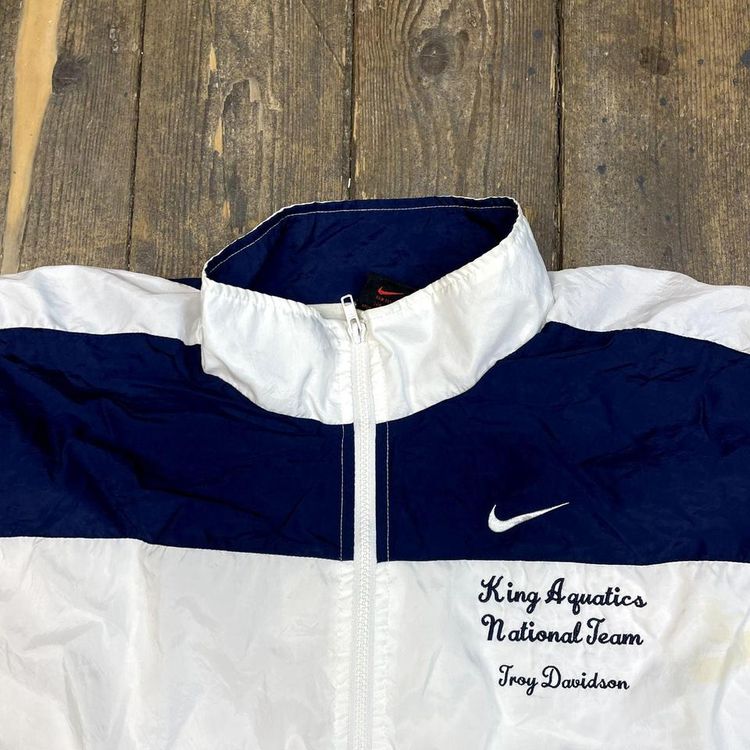 Nike Track Jacket 90s Swoosh Vintage Full-Zip Windbreaker, White Mens XL image 6