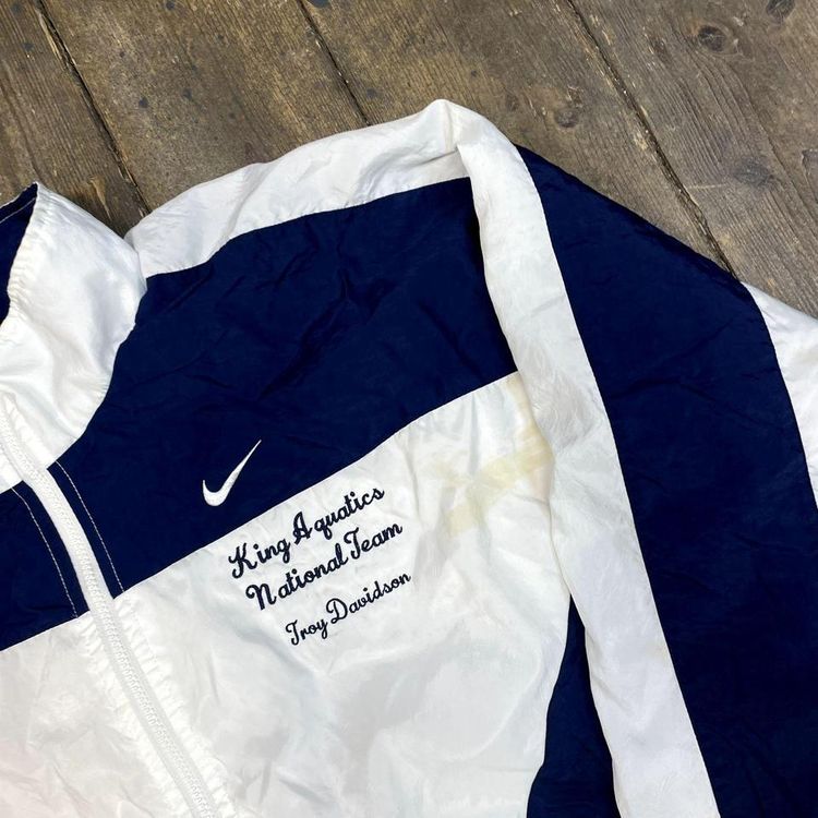 Nike Track Jacket 90s Swoosh Vintage Full-Zip Windbreaker, White Mens XL image 4