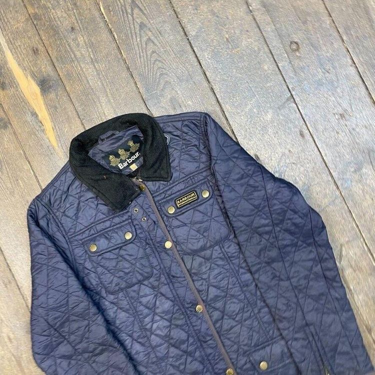 Barbour Quilted Over Coat Full Zip Hunting Outdoor Jacket, Navy, Mens Small image 3