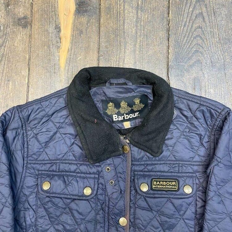 Barbour Quilted Over Coat Full Zip Hunting Outdoor Jacket, Navy, Mens Small image 7
