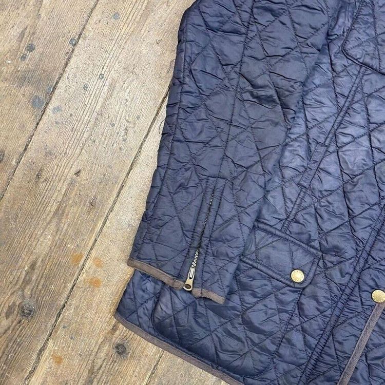 Barbour Quilted Over Coat Full Zip Hunting Outdoor Jacket, Navy, Mens Small image 6