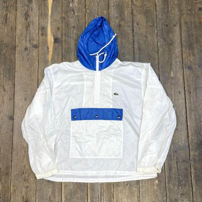Lacoste Jacket Vintage Anorak 90s Half Zip Sports Coat, White, Mens Large