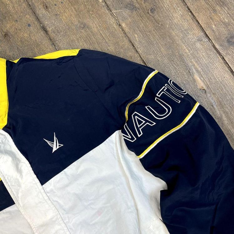 Nautica Rain Jacket Vintage Sports Full Zip Sailing Coat, White, Mens 2XL image 4