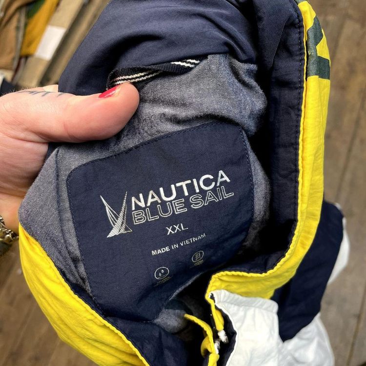 Nautica Rain Jacket Vintage Sports Full Zip Sailing Coat, White, Mens 2XL image 6