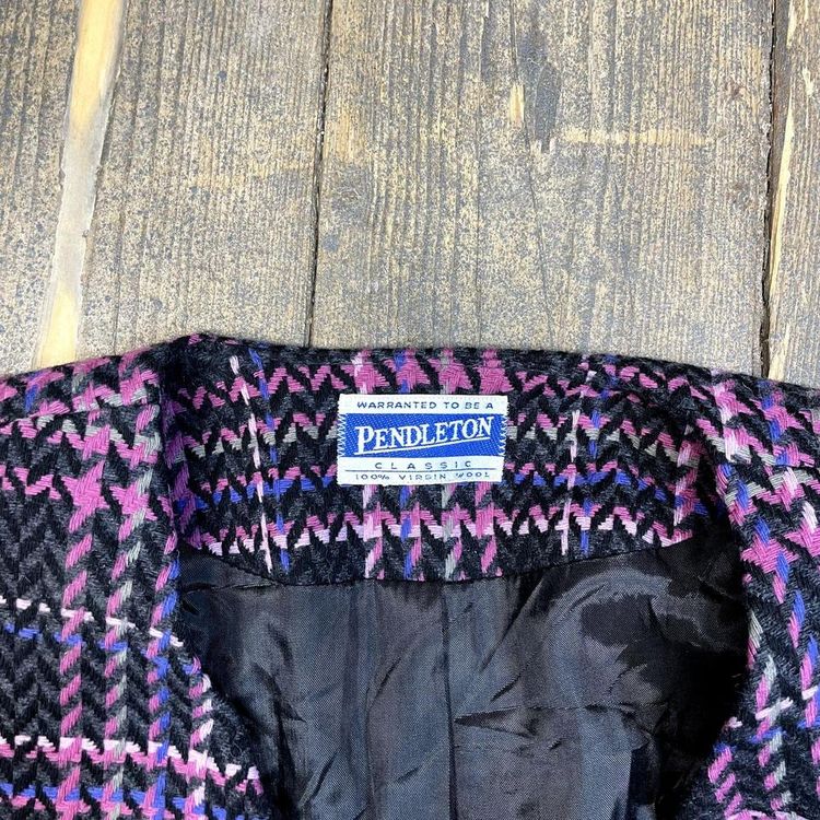 Pendleton Blazer Jacket Wool Check USA Vintage Sports Coat, Pink, Womens 2XL image 8
