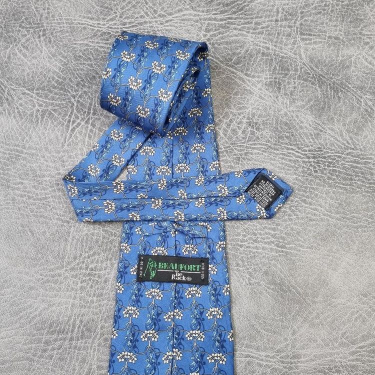 Vintage Mens Tie BEAUFORT Necktie Retro 80s SILK Men's ties Abstract image 3