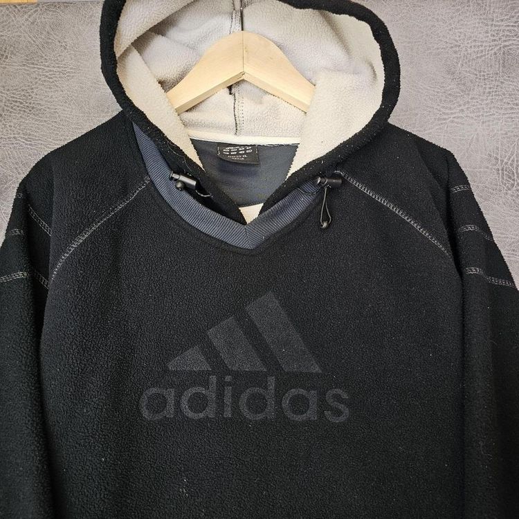 Vintage Adidas Hoodie Fleece Sweatshirt  Pullover Jumper Sweater Hoody  L Grey image 2