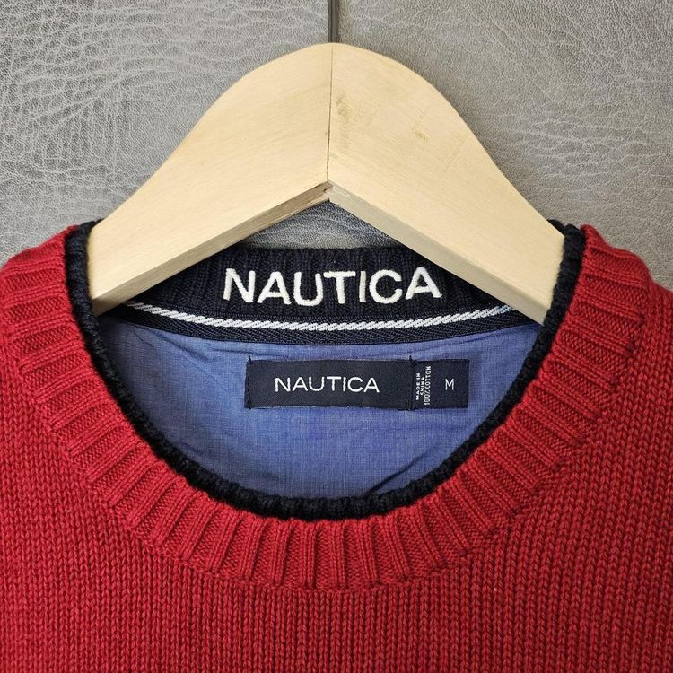Vintage Nautica Mens Sweater knitted jumper crew neck M Red image 2