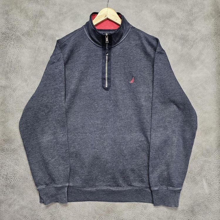 Vintage Sweatshirt Nautica Quarter Zip Jumper Logo Sweater  USA