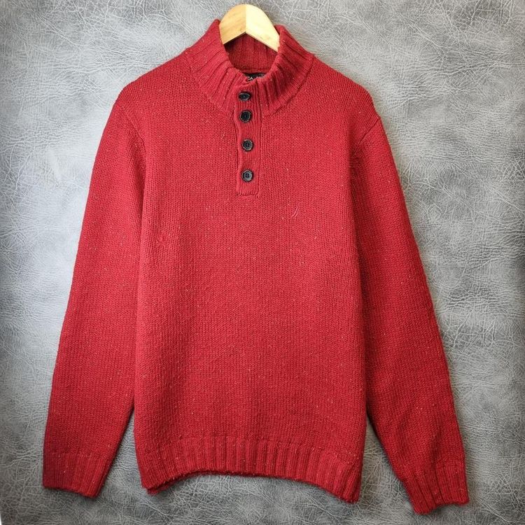 Vintage Nautica Knitted Jumper, knitted Sweater, Men's L Jumper, Navy Cotton