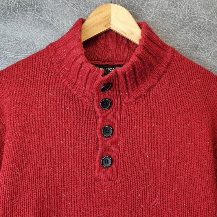 Vintage Nautica Knitted Jumper, knitted Sweater, Men's L Jumper, Navy Cotton image 2