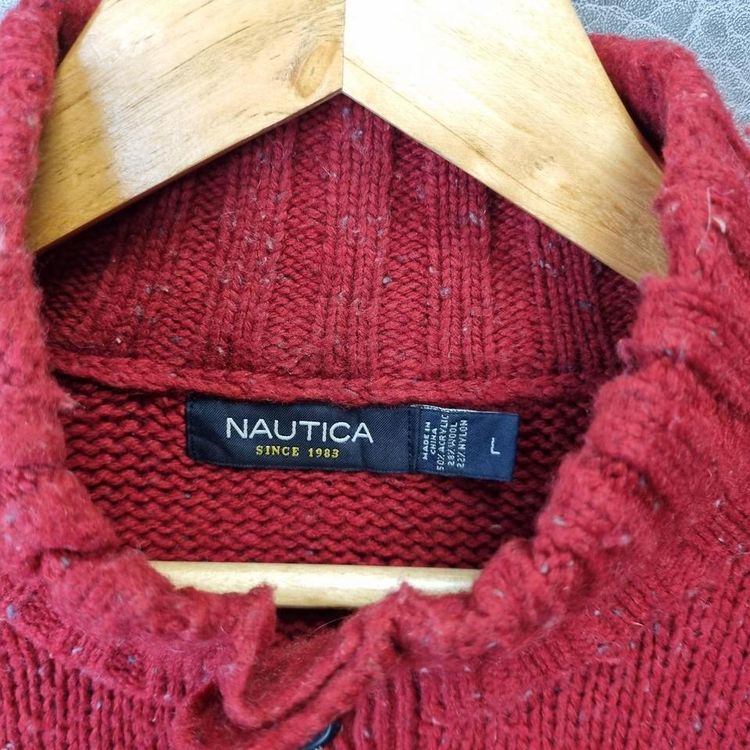 Vintage Nautica Knitted Jumper, knitted Sweater, Men's L Jumper, Navy Cotton image 3