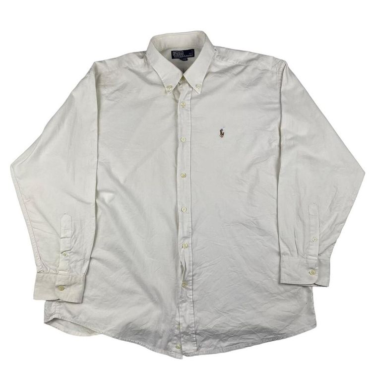 Vintage Ralph Lauren Embroidered Long Sleeve Shirt White Fits Large