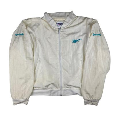 Vintage Reebok Womens Shell Bomber Jacket Cream Fits UK 4-6