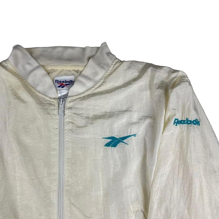 Vintage Reebok Womens Shell Bomber Jacket Cream Fits UK 4-6 imagen 2