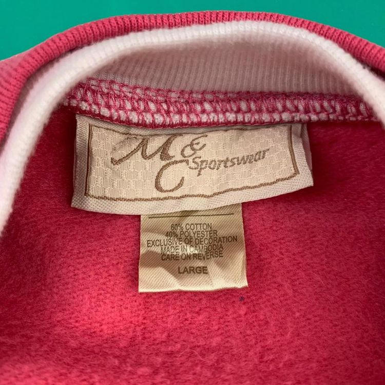 M&C Sports Vintage 90s Cute Embroidered Roses Grandma Sweatshirt Jumper Pink L image 3