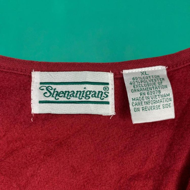 Shenanigans Vintage 90s Cute Embroidered Hippie Boho Kaftan Sweater Top Red XL image 3