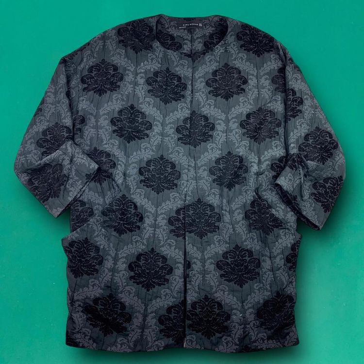 Zara Embroidered Flowers Abstract Cardigan Black M