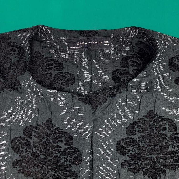 Zara Embroidered Flowers Abstract Cardigan Black M image 2