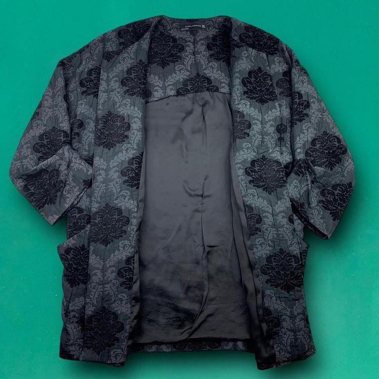 Zara Embroidered Flowers Abstract Cardigan Black M image 3