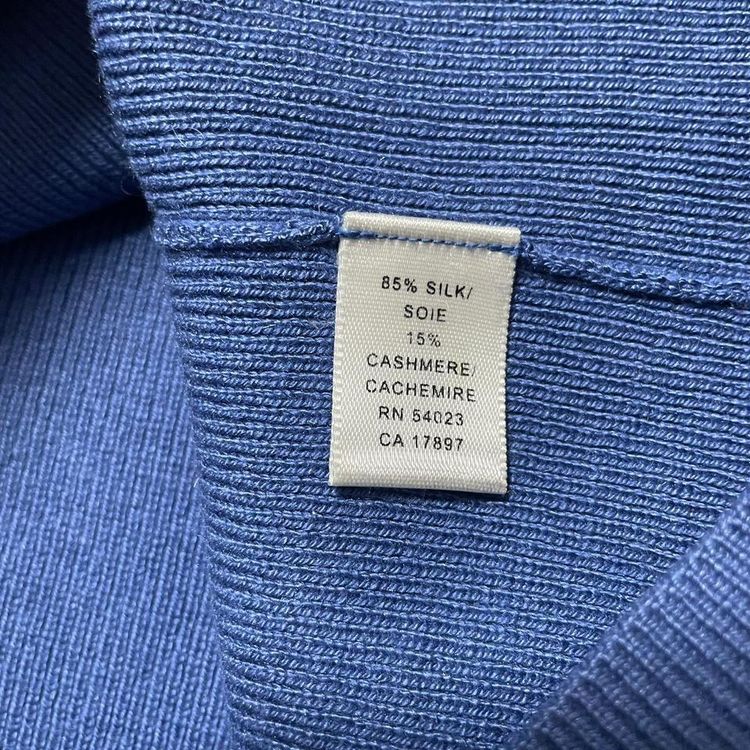 Banana Republic Mens V-Neck Silk & Cashmere Knit Jumper Blue Pullover Size XL obraz 7