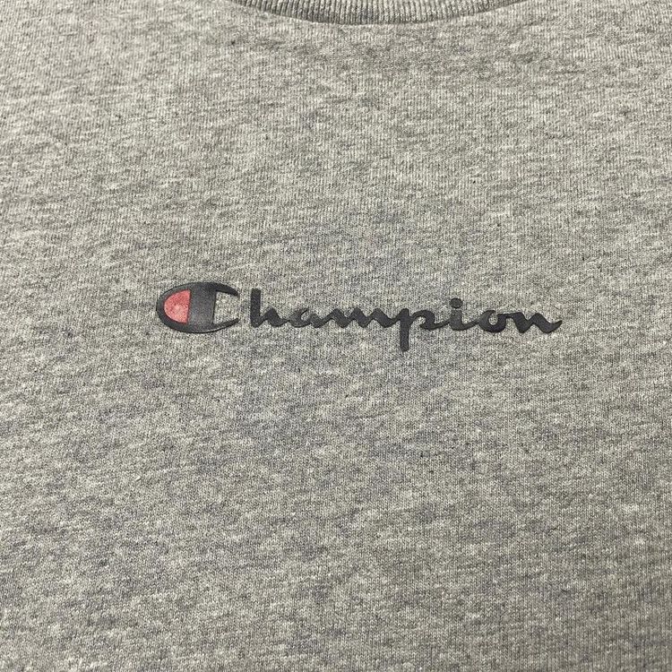 Champion T-Shirt Long Sleeve Grey Pullover Logo Crew Neck Size Small Unisex imagen 3