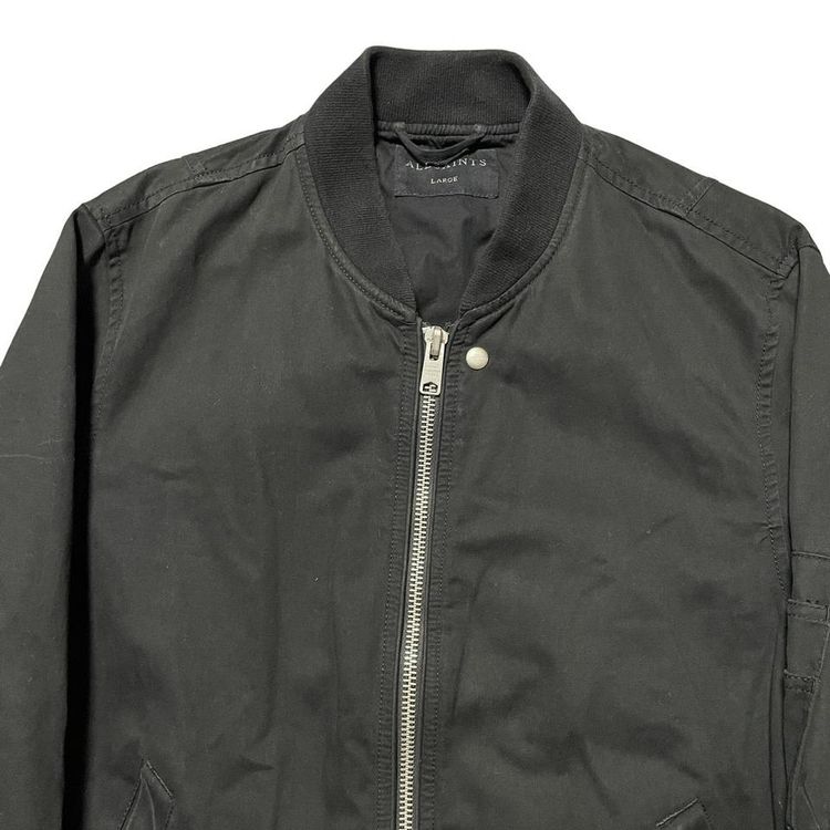 Allsaints Satta Bomber Jacket Black Full Zip Pockets Casual Coat Mens Size Large image 2