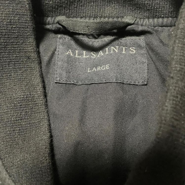 Allsaints Satta Bomber Jacket Black Full Zip Pockets Casual Coat Mens Size Large image 3