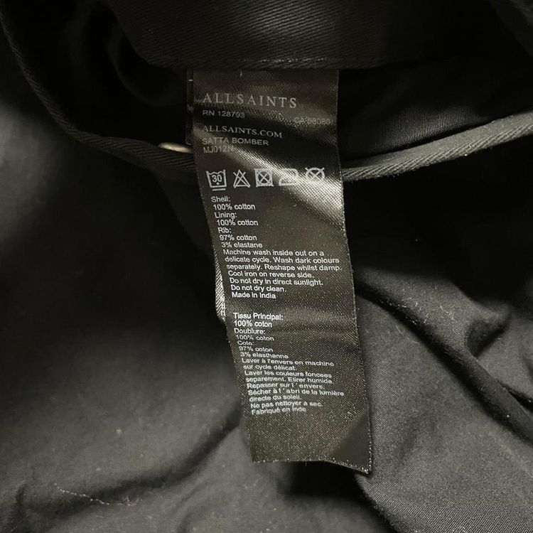 Allsaints Satta Bomber Jacket Black Full Zip Pockets Casual Coat Mens Size Large image 6