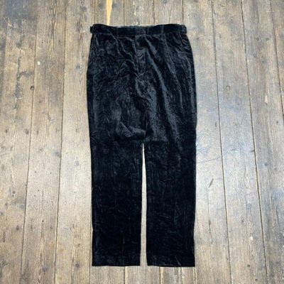 Ralph Lauren Polo Trousers Chino Velvet 90s Straight Leg Pants, Black, Mens 36