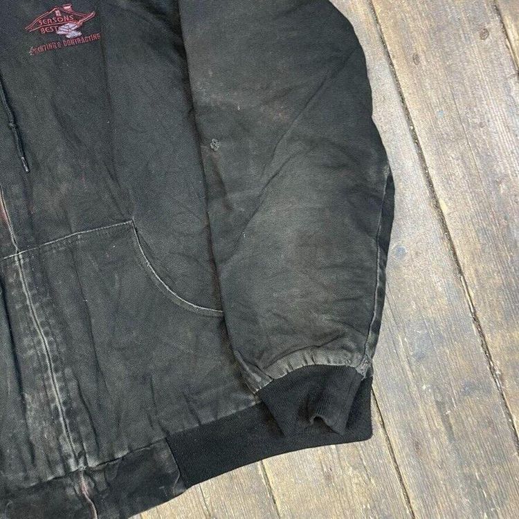 Vintage Active Jacket Y2K Quilt Lined Workwear Hooded Coat, Black, Mens XL image 5