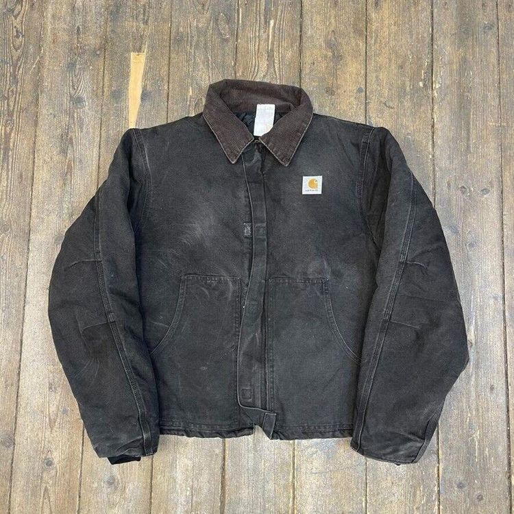 Carhartt Detroit Jacket Quilt Lined Full-Zip Cord Collar Coat, Black, Mens XL