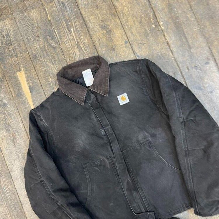 Carhartt Detroit Jacket Quilt Lined Full-Zip Cord Collar Coat, Black, Mens XL image 3