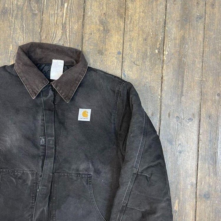 Carhartt Detroit Jacket Quilt Lined Full-Zip Cord Collar Coat, Black, Mens XL image 2