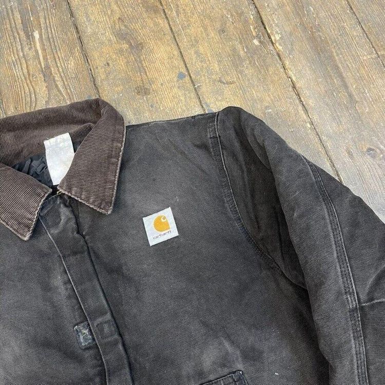 Carhartt Detroit Jacket Quilt Lined Full-Zip Cord Collar Coat, Black, Mens XL image 4