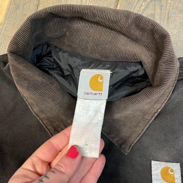 Carhartt Detroit Jacket Quilt Lined Full-Zip Cord Collar Coat, Black, Mens XL image 7