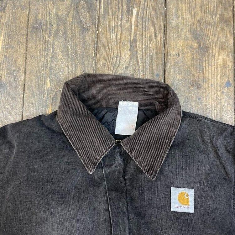 Carhartt Detroit Jacket Quilt Lined Full-Zip Cord Collar Coat, Black, Mens XL image 6