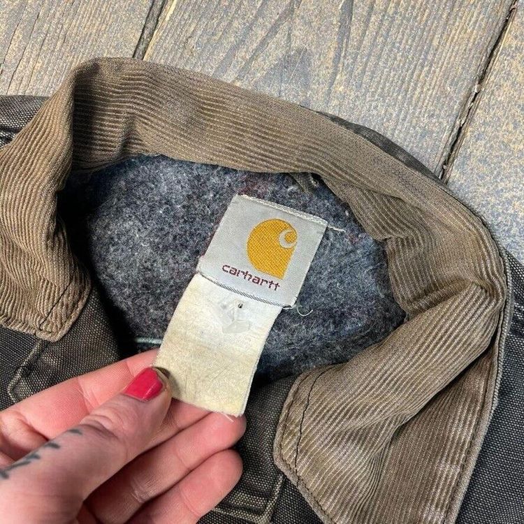 Carhartt Chore Jacket Carpet Lined Workwear Cord Collar Coat, Black, Mens Medium image 6