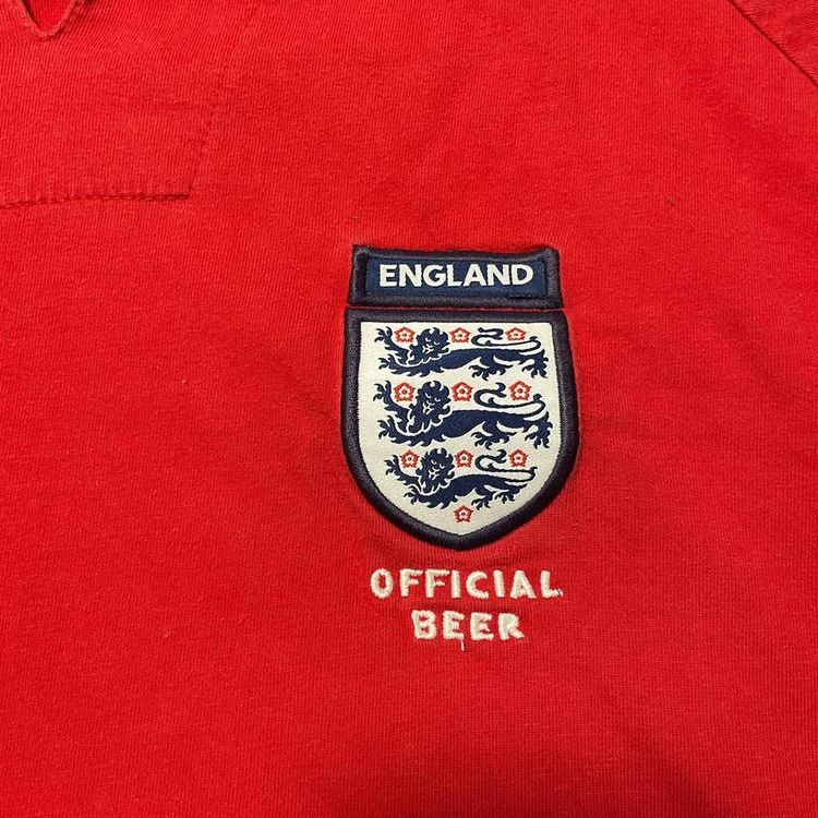 England Top Away Carlsberg Red Football Polo Shirt Jersey Mens Size XL Retro Vtg obraz 3