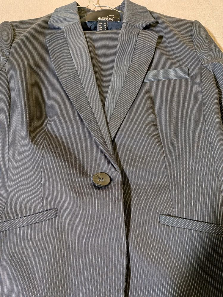 Completo Elegante Mango Suit Grigio Gessato Giacca EUR 40 Gonna EUR 42 / imagen 4